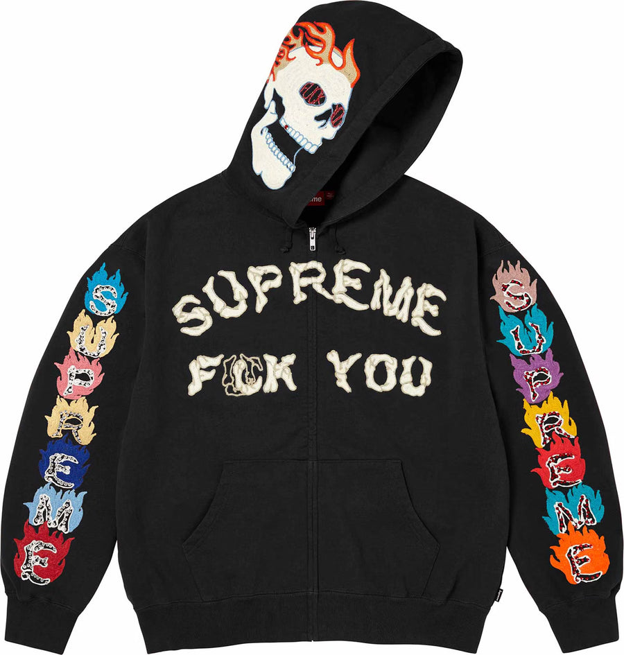 Supreme Fuck You Zip Up Hooded Sweatshirt